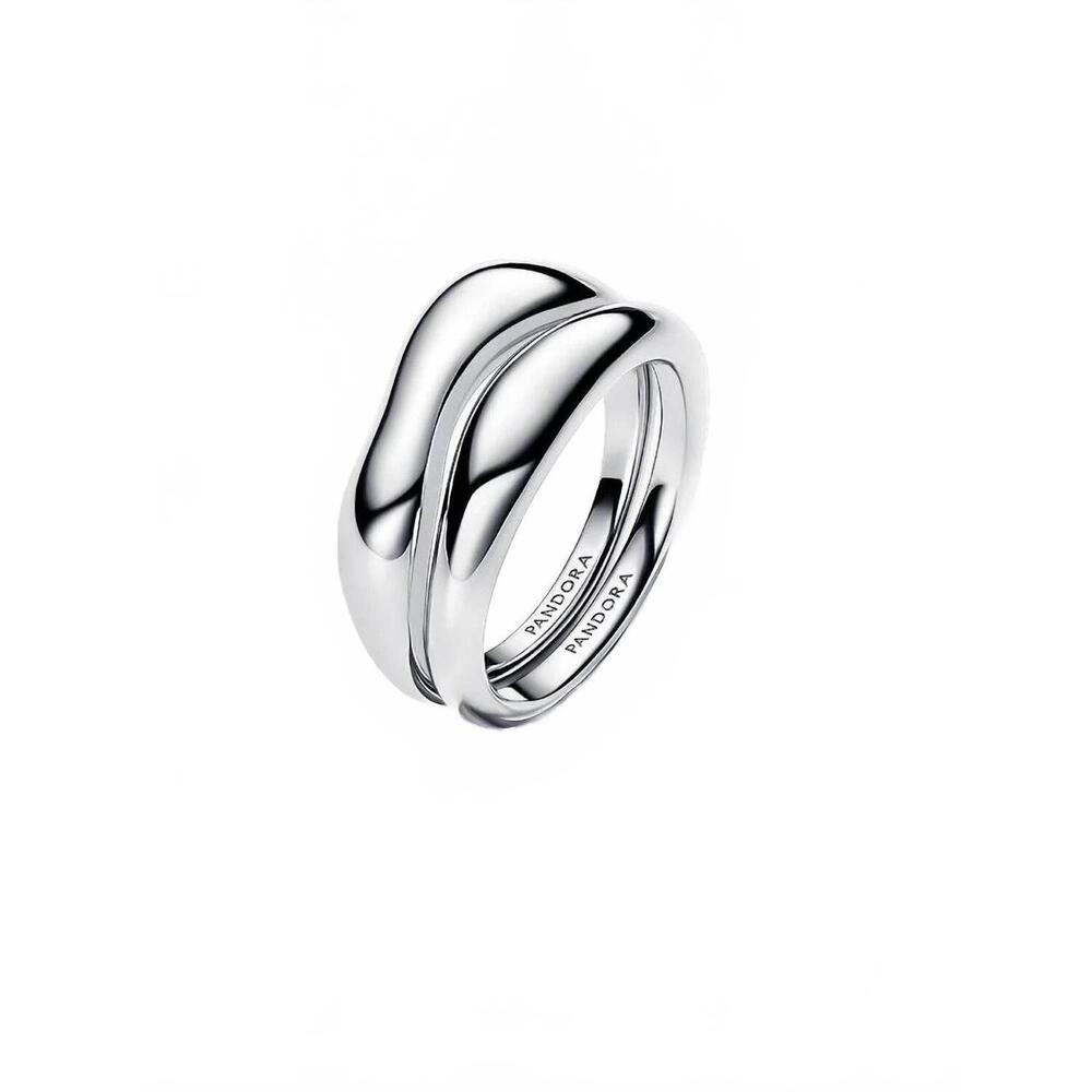 NEW PANDORA organically shaped stacking rings 8.5 in silver